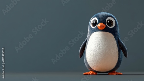 Cartoon-style penguin with exaggerated features and bold colors, adding a fun and playful element.