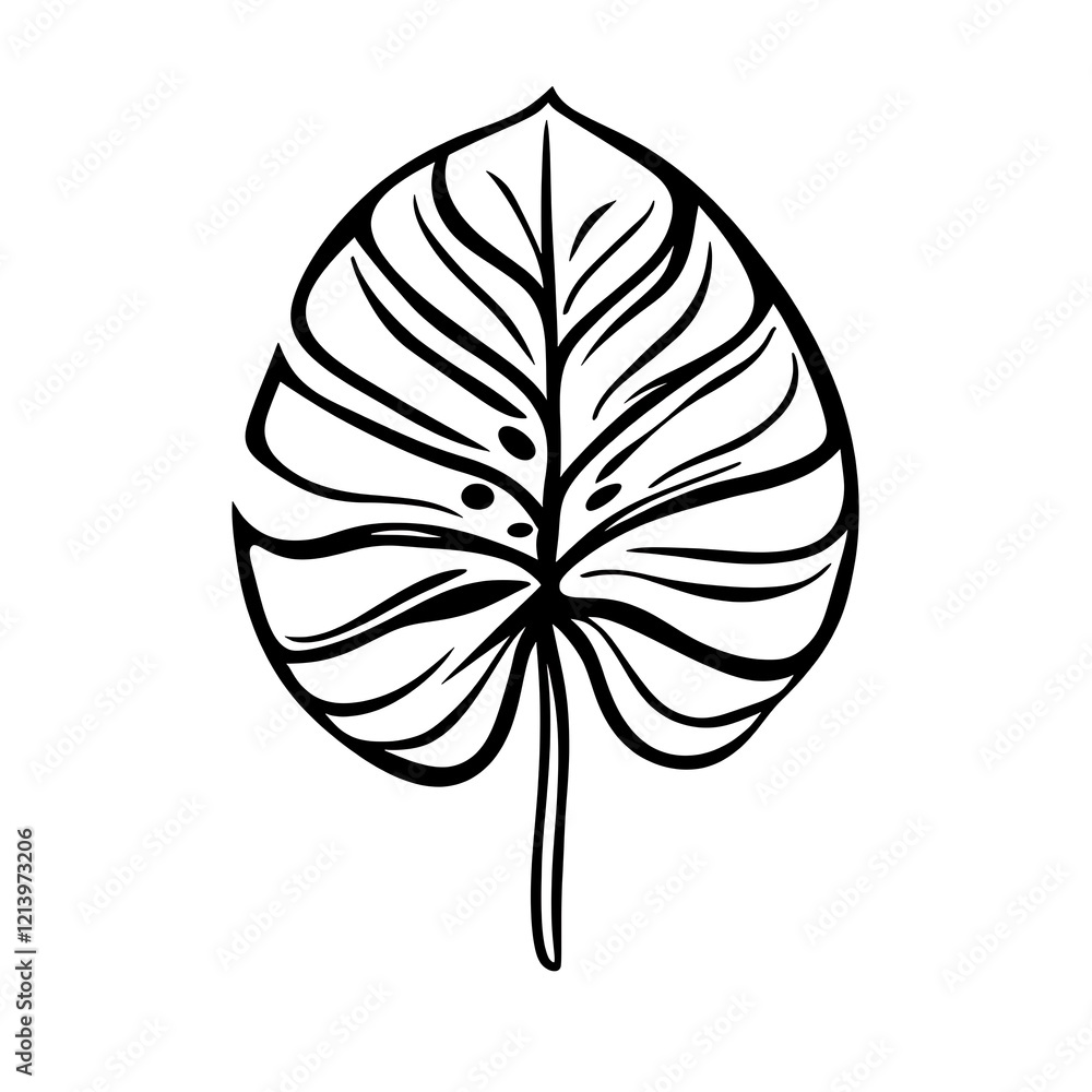 Fototapeta premium Ornate Monstera Leaf Illustration