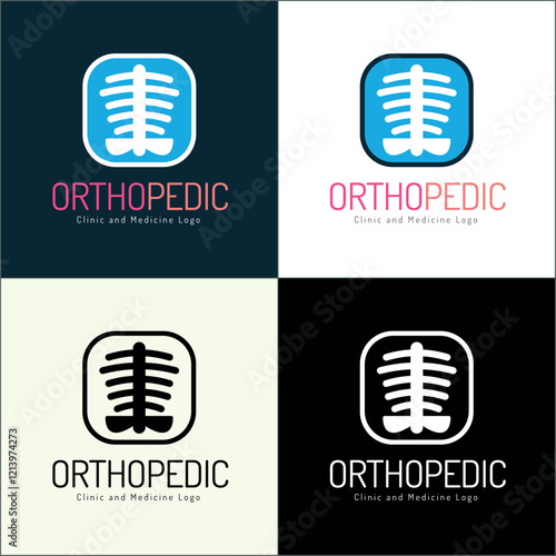 Orthopedics clinic and medicine logo set template design