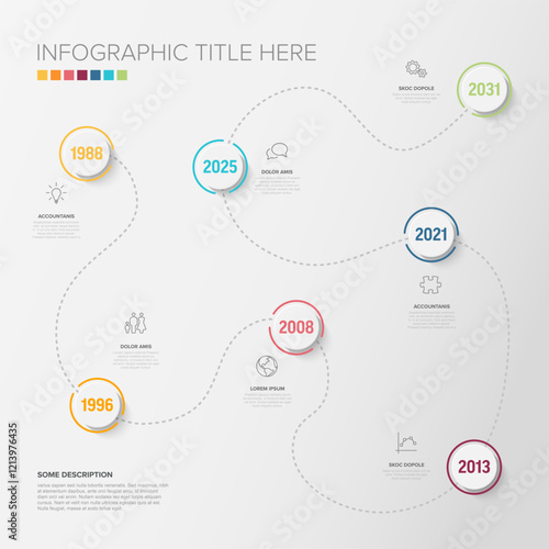 A vibrant timeline infographic with circular milestones from 1988 to 2031 on a dotted path. Each year is highlighted in circles with brief descriptions and icons, creating an engaging visual.