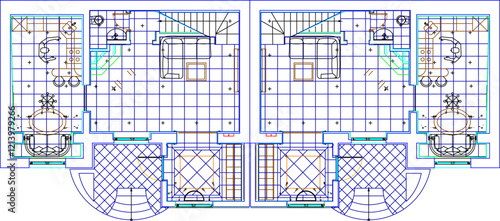vector illustration design image detail building plan of a holiday villa house with classic vintage style.eps