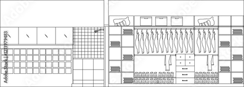 vector illustration design image detail of bedroom interior with wardrobe furniture.eps