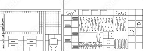 vector illustration design image detail of bedroom interior with wardrobe furniture.eps