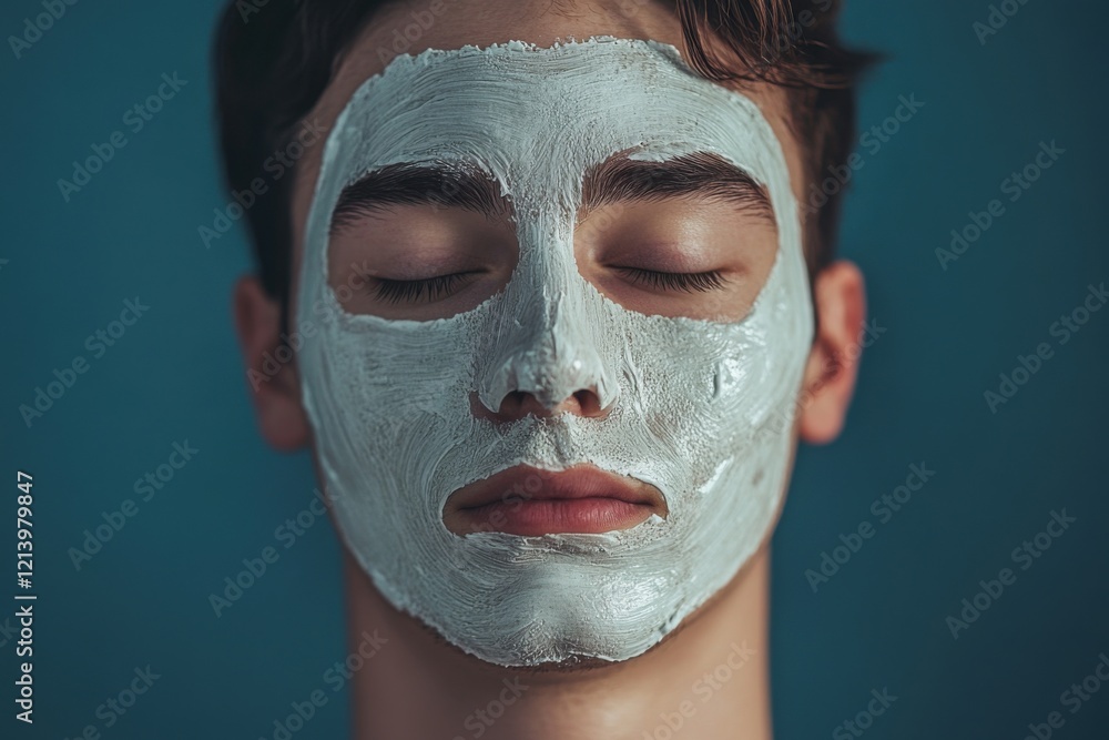 Spa treatment with a man's face mask. Generative Ai Spa treatment with a man's face mask. Generative Ai