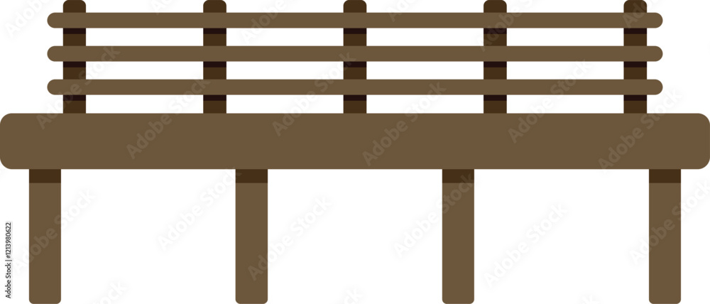 Simple illustration of a wooden bench with backrest, perfect for representing rest, parks, or outdoor furniture Simple illustration of a wooden bench with backrest, perfect for representing rest, parks, or outdoor furniture