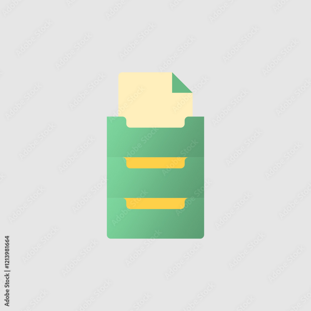 Filing cabinet icon vector illustration minimal drawer with paper design organized office concept Filing cabinet icon vector illustration minimal drawer with paper design organized office concept