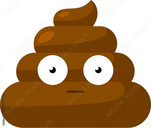 Brown amazed surprised Emoji poop with bulging round eyes. Design element for reaction in social media. Funny icon. Simple cartoon vector element isolated on white background