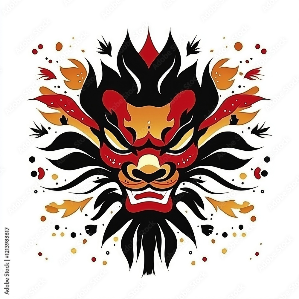 Fototapeta premium Fierce Lion Mask A Stylized Asian-Inspired Design