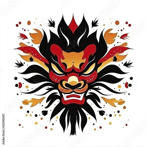 Wallpaper Mural Fierce Lion Mask A Stylized Asian-Inspired Design Torontodigital.ca