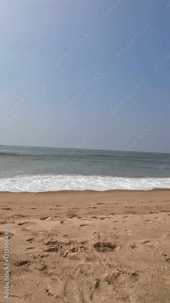 Seascapes View of Beautiful Beach Seashore With Waves 