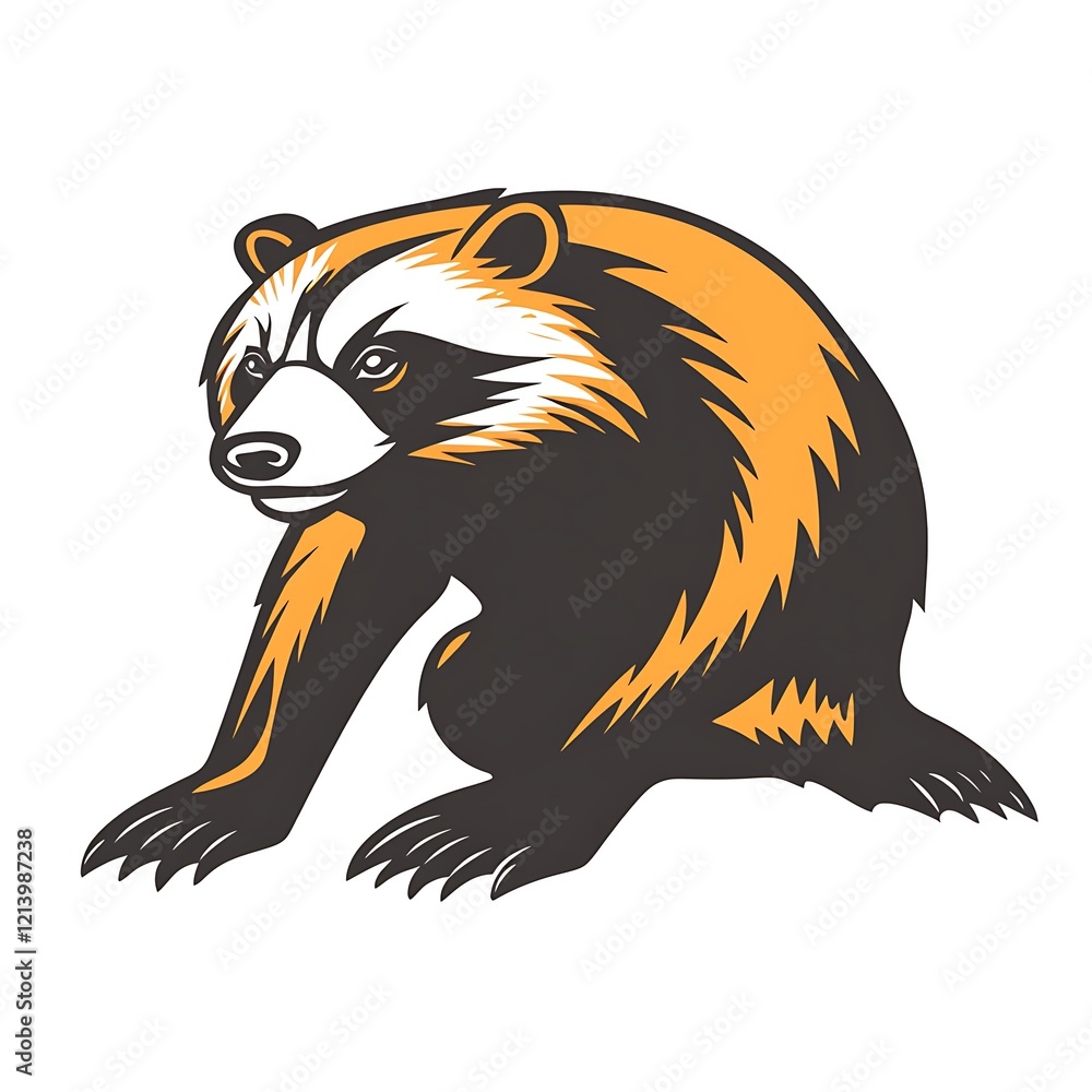 Obraz premium Sitting Raccoon Illustration, Cartoon Animal, Flat Style, Graphic Design