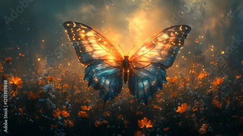 Celestial Butterfly s Hypnotic Holographic Flutter in Enchanted Moonlit Forest