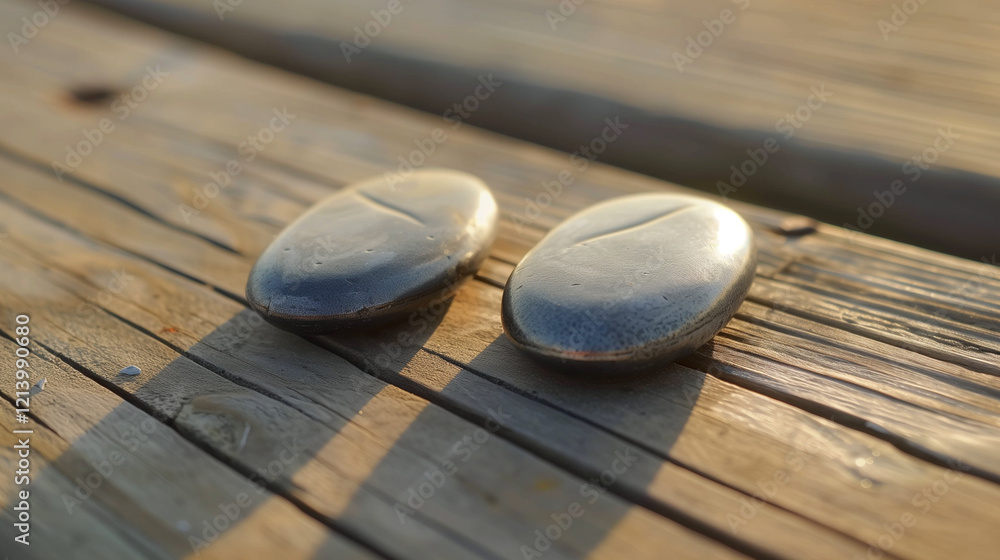 Magnetic Stones Attraction Connection Symbolism on Wooden Surface, Ethereal Natural Lighting and Gentle Focus Magnetic Stones Attraction Connection Symbolism on Wooden Surface, Ethereal Natural Lighting and Gentle Focus