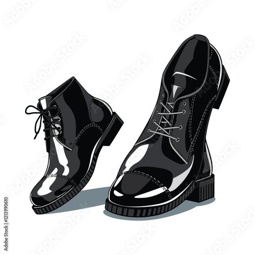 Pair of women's fashion ugly sneakers with big clunky sole. Side view of modern and trendy sports footwear. Colored flat vector illustration of stylish footgear isolated on white background