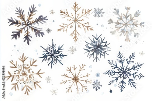 Icy Blue Flakes: Delicate Painted Snowflakes