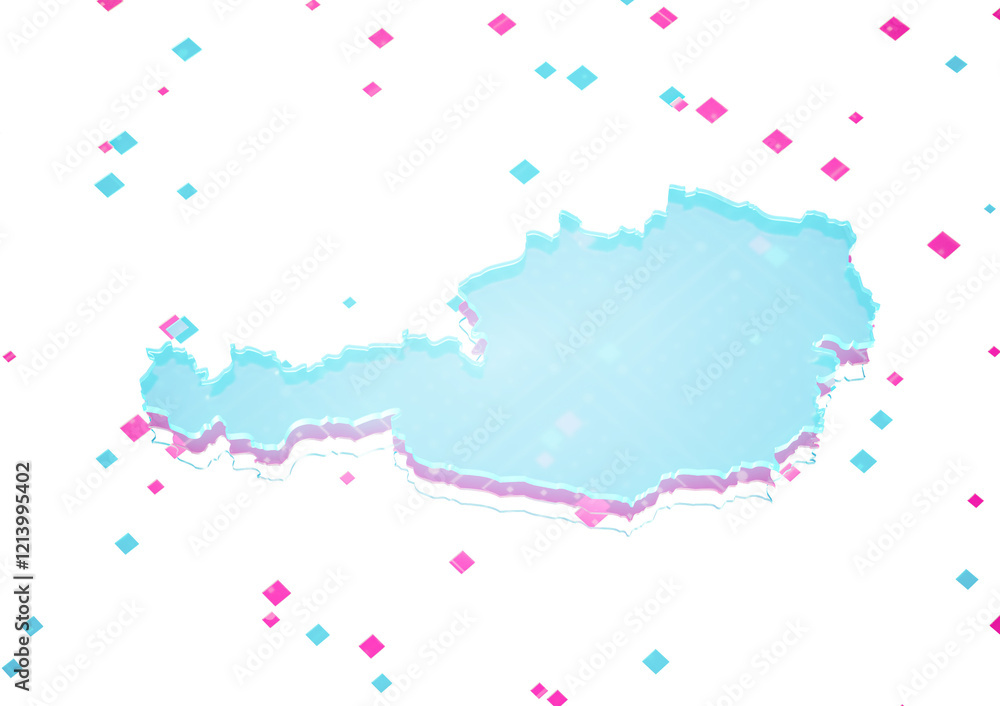 Obraz premium Austria Map Glowing Blue Light Digital Data Map On Seamless Pattern Background 3D Illustration