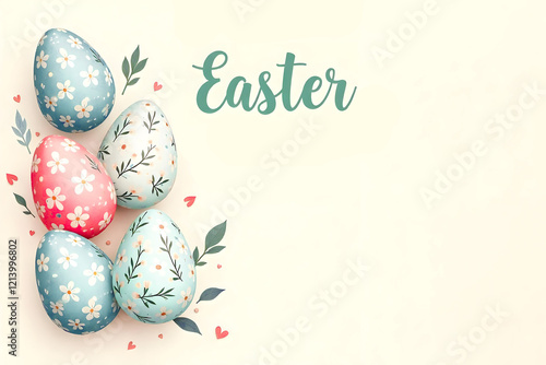 Elegant Easter eggs with floral motifs: Embodiment of spring mood and festive joy