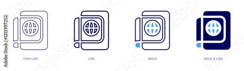 Passport expedited icon in 4 different styles. Thin Line, Line, Bold, and Bold Line. Duotone style. Editable stroke
