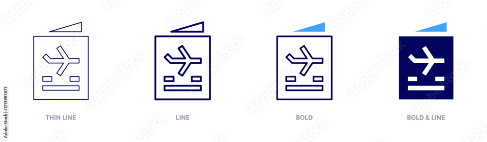 Fototapeta premium Passport ID icon in 4 different styles. Thin Line, Line, Bold, and Bold Line. Duotone style. Editable stroke