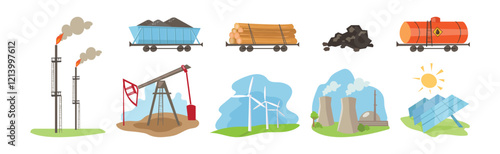 Natural and Land Resources Object and Element Vector Set