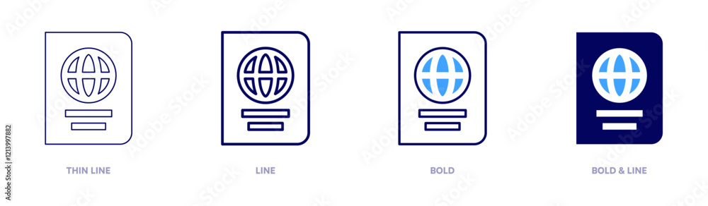 Passport processing icon in 4 different styles. Thin Line, Line, Bold, and Bold Line. Duotone style. Editable stroke Passport processing icon in 4 different styles. Thin Line, Line, Bold, and Bold Line. Duotone style. Editable stroke