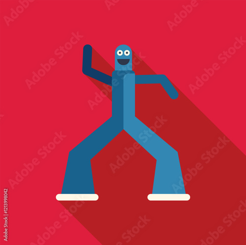 Wacky wavy inflatable tube man flailing arms and legs while dancing on red background