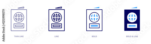 Passport services icon in 4 different styles. Thin Line, Line, Bold, and Bold Line. Duotone style. Editable stroke