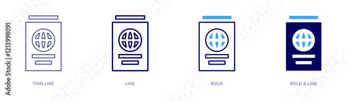 Passport status icon in 4 different styles. Thin Line, Line, Bold, and Bold Line. Duotone style. Editable stroke