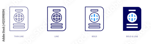 Passport stamps icon in 4 different styles. Thin Line, Line, Bold, and Bold Line. Duotone style. Editable stroke