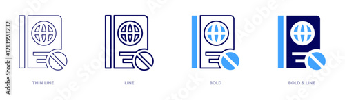 Passport updates icon in 4 different styles. Thin Line, Line, Bold, and Bold Line. Duotone style. Editable stroke
