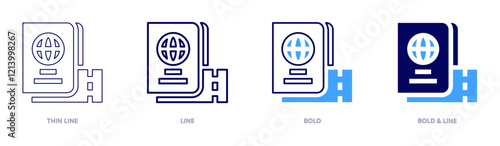 Passport visa fees icon in 4 different styles. Thin Line, Line, Bold, and Bold Line. Duotone style. Editable stroke