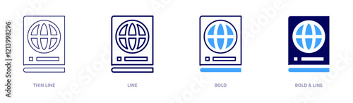 Passport visa appointment icon in 4 different styles. Thin Line, Line, Bold, and Bold Line. Duotone style. Editable stroke