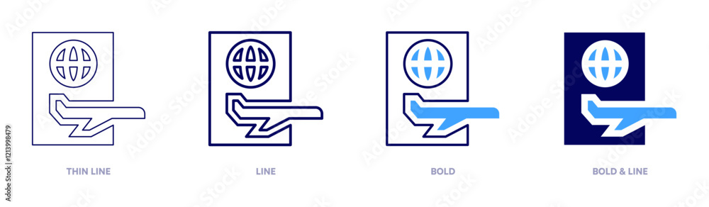 Passport visa travel icon in 4 different styles. Thin Line, Line, Bold, and Bold Line. Duotone style. Editable stroke Passport visa travel icon in 4 different styles. Thin Line, Line, Bold, and Bold Line. Duotone style. Editable stroke