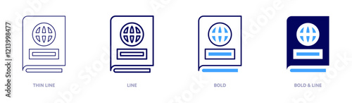 Passport visa status icon in 4 different styles. Thin Line, Line, Bold, and Bold Line. Duotone style. Editable stroke