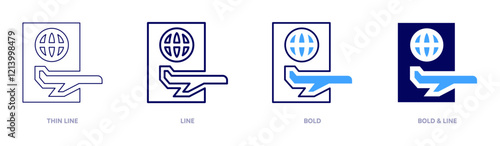 Passport visa travel icon in 4 different styles. Thin Line, Line, Bold, and Bold Line. Duotone style. Editable stroke