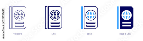Passport waiting icon in 4 different styles. Thin Line, Line, Bold, and Bold Line. Duotone style. Editable stroke