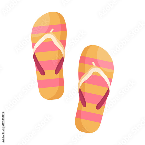 Cartoon beach slippers on white background