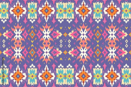 Seamless Colorful Ikat Pattern – Boho Tribal Fabric for Fashion & Decor