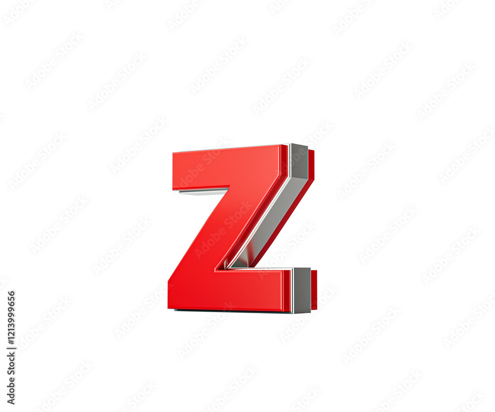 Vibrant Red Small Letter z Gleams With Its Sleek Metallic Design With Sharp Edges 3D Illustration Vibrant Red Small Letter z Gleams With Its Sleek Metallic Design With Sharp Edges 3D Illustration