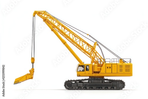Crawler Crane isolated on white background. Crane icon. Heavy Machinery isolated on white. Construction Crane. Crawler Crane Design Element. Crane Vehicle Isolated for Designers.	