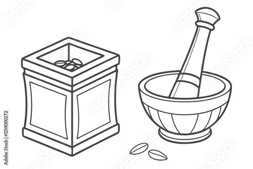 hand-drawn illustration of a cup of coffee making makeup items