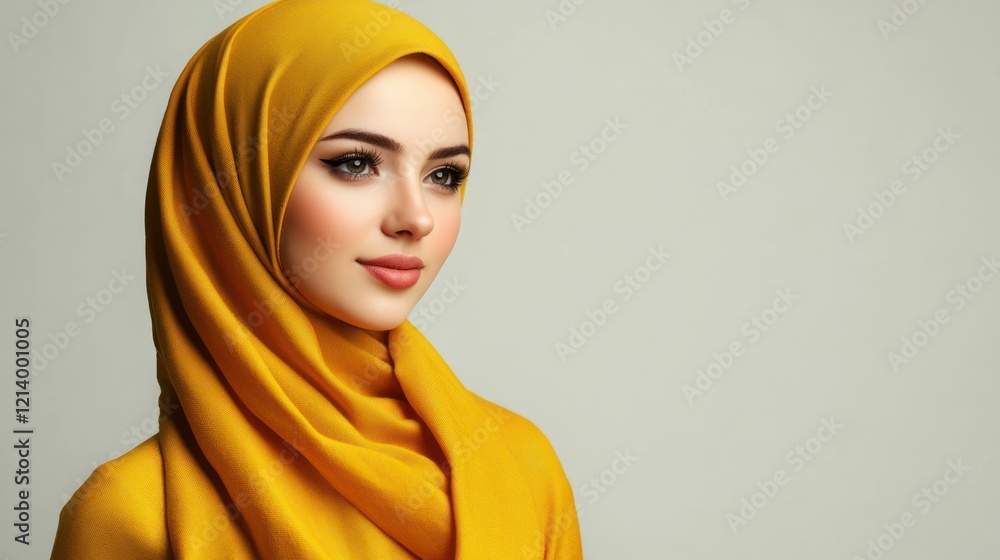 Beautiful Woman Wearing a Golden Hijab Beautiful Woman Wearing a Golden Hijab