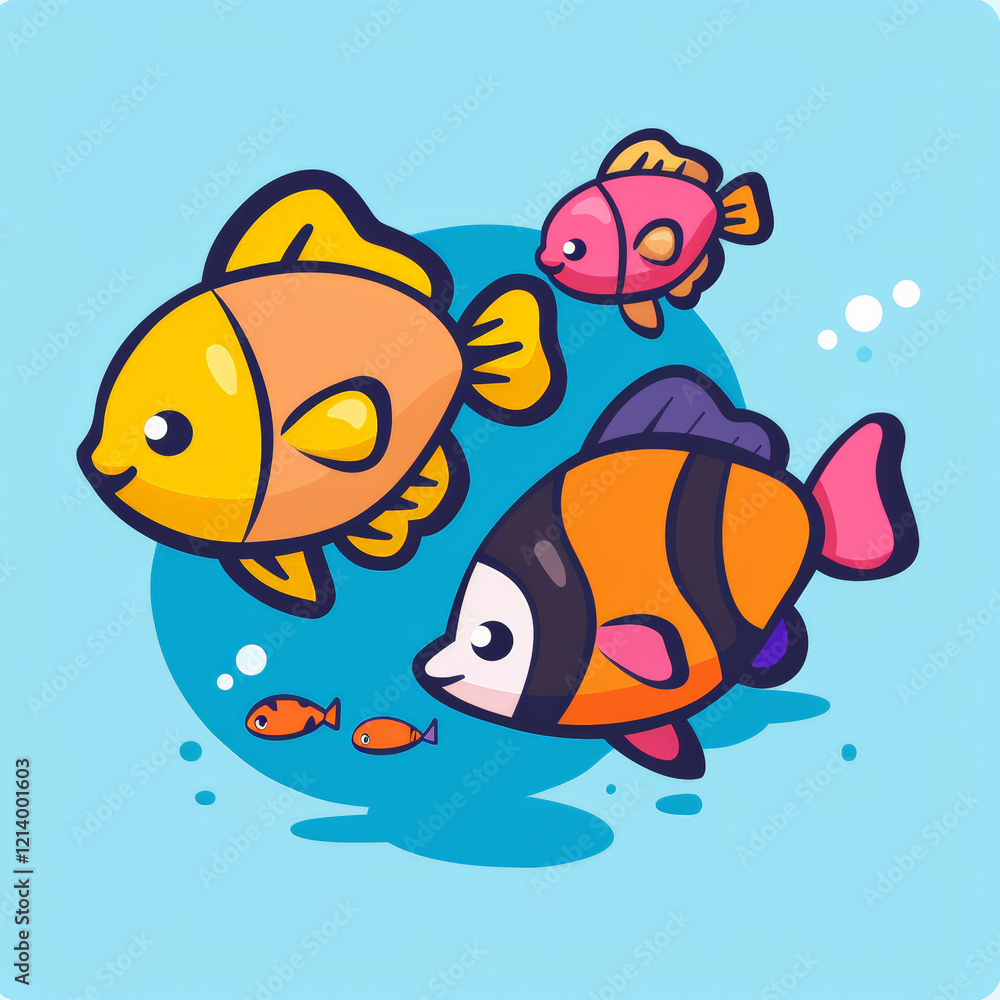 Fototapeta premium Brightly colored tropical fish swimming in vibrant underwater scene