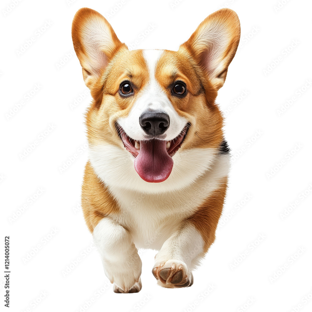 Happy Corgi Dog Running with Joyful Expression in Sunshine Happy Corgi Dog Running with Joyful Expression in Sunshine