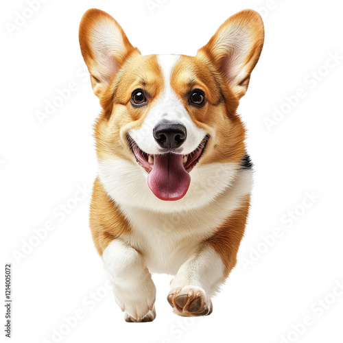 Happy Corgi Dog Running with Joyful Expression in Sunshine
