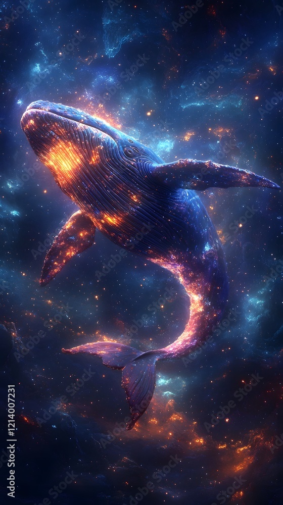 Majestic Celestial Whale Drifting Through Boundless Star Filled Cosmos Majestic Celestial Whale Drifting Through Boundless Star Filled Cosmos