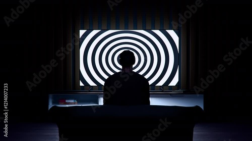 Man Hypnotized in Front of The Television - Brain Wash, Animation.Full HD 1920×1080. 06 Second Long.