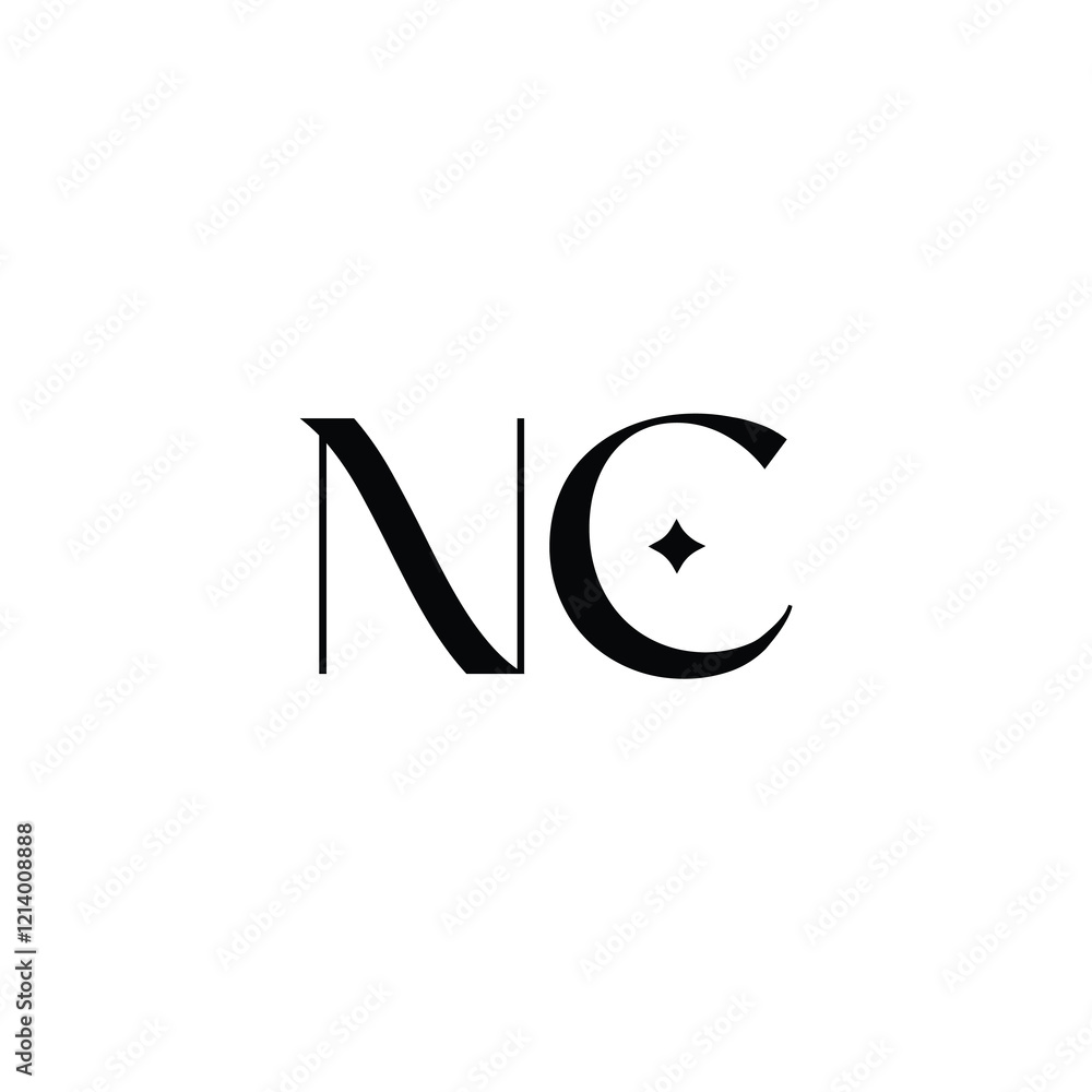 Fototapeta premium NC monogram logo design letter text name symbol monochrome logotype alphabet character simple logo