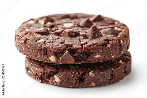Isolated chocolate chip biscuit on white. Generative Ai