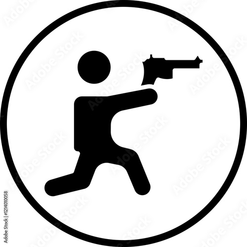 Shooting in sitting position icon style